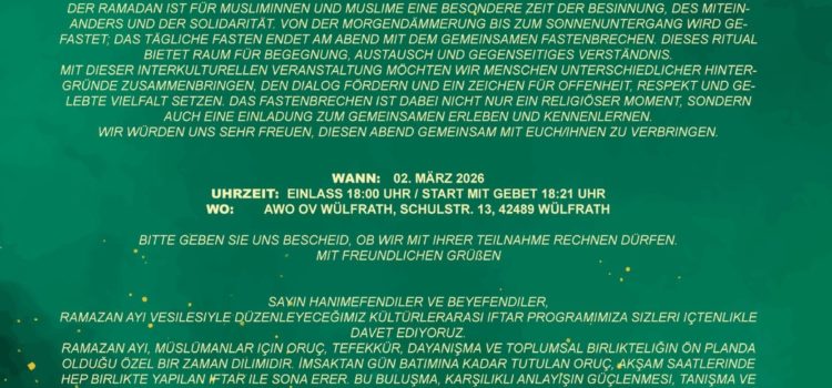 Einladung zum interkulturellen Fastenbrechen im Monat Ramadan Einladung zum interkulturellen Fastenbrechen im Monat Ramadan